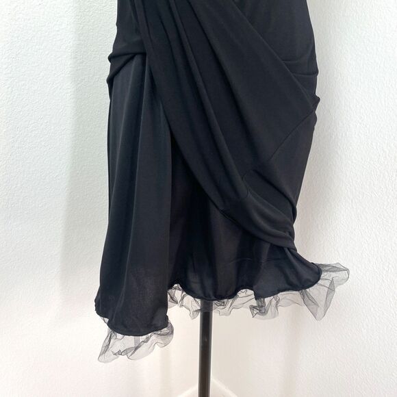 iz Buyer Black Halter Cocktail Dress Medium Red Ruched Waist Dance Party Clubbin - Picture 9 of 11